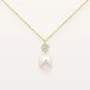 Collier Y perle & diamant serti clos